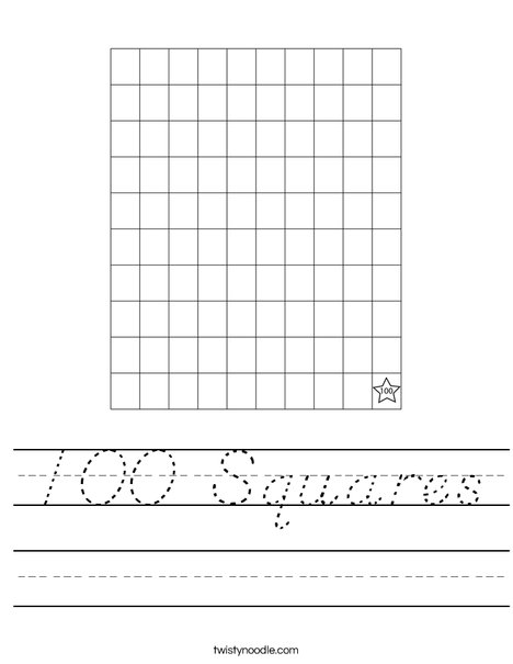 100 Squares Worksheet