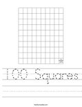 100 Squares Worksheet