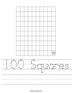 100 Squares Handwriting Sheet