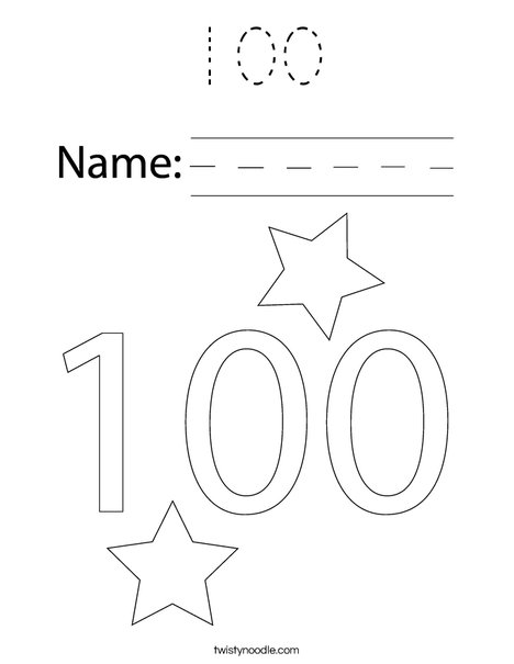 100 Coloring Page