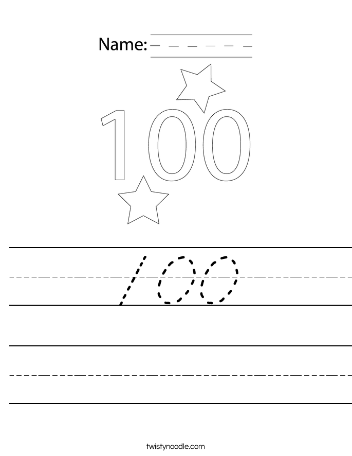 100 Worksheet Cursive Twisty Noodle