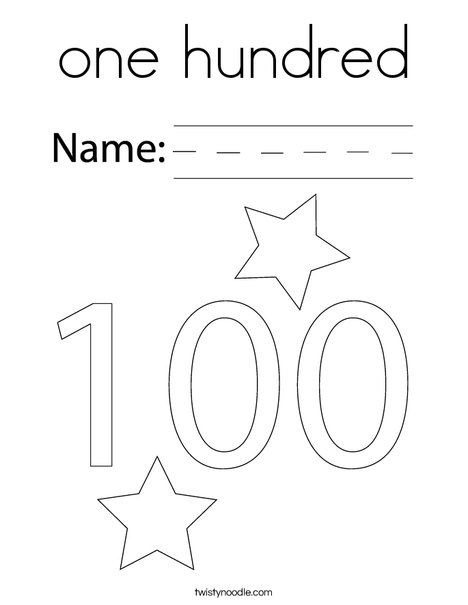 100 Coloring Page