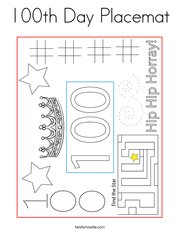100th Day Placemat Coloring Page