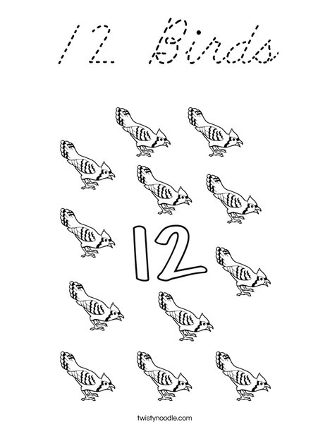 12 Birds Coloring Page