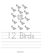 12 Birds Handwriting Sheet