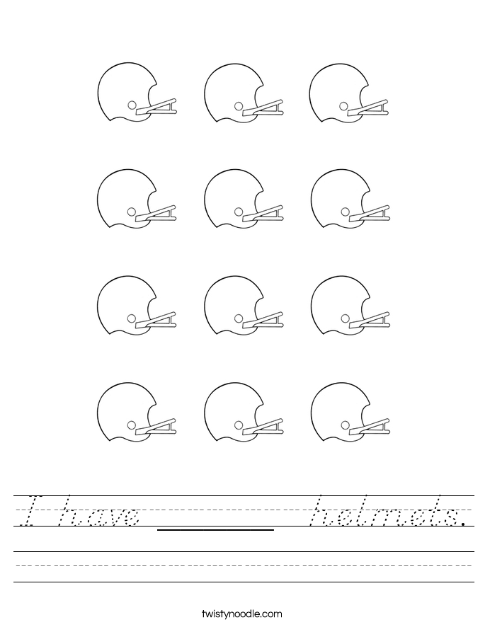 I have _____  helmets. Worksheet