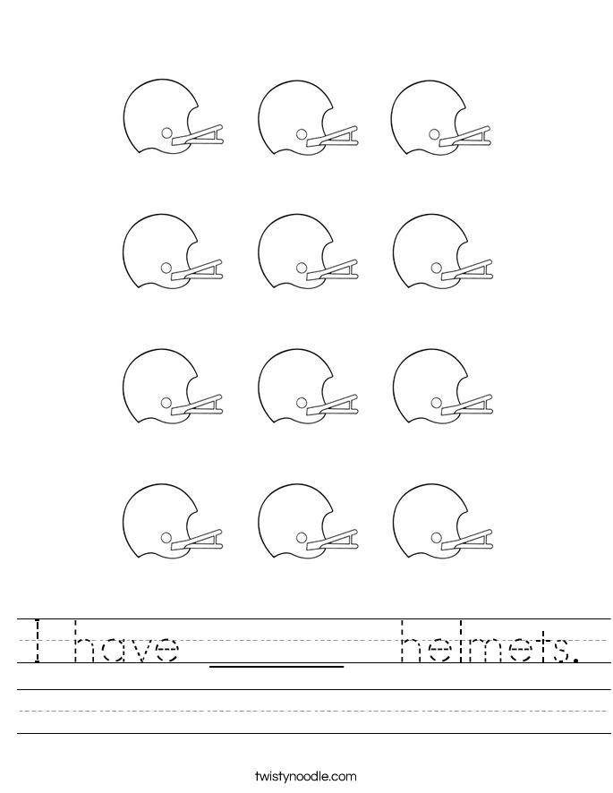 I have _____  helmets. Worksheet