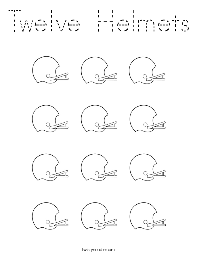 Twelve Helmets Coloring Page