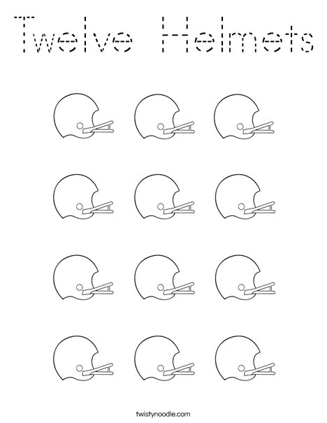12 Helmets Coloring Page