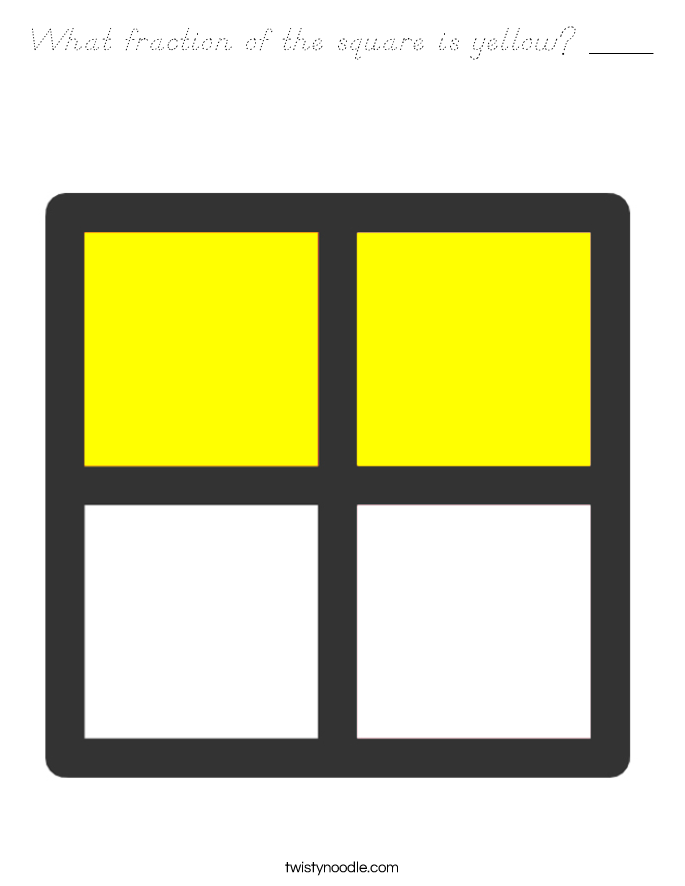 What fraction of the square is yellow? ____ Coloring Page