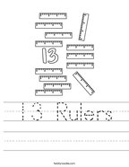13 Rulers Handwriting Sheet