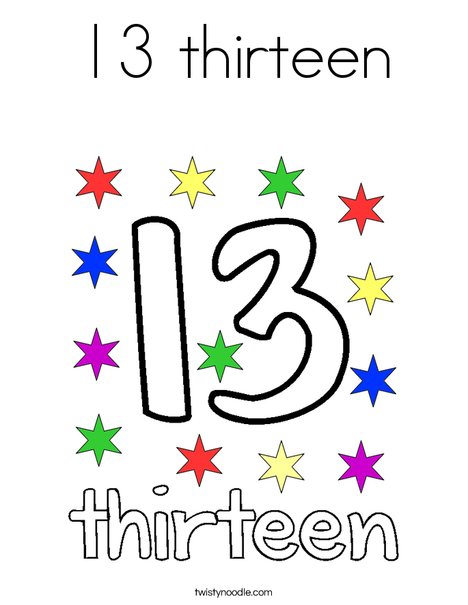 13 thirteen Coloring Page