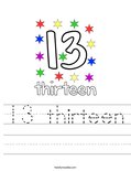 13 thirteen Worksheet