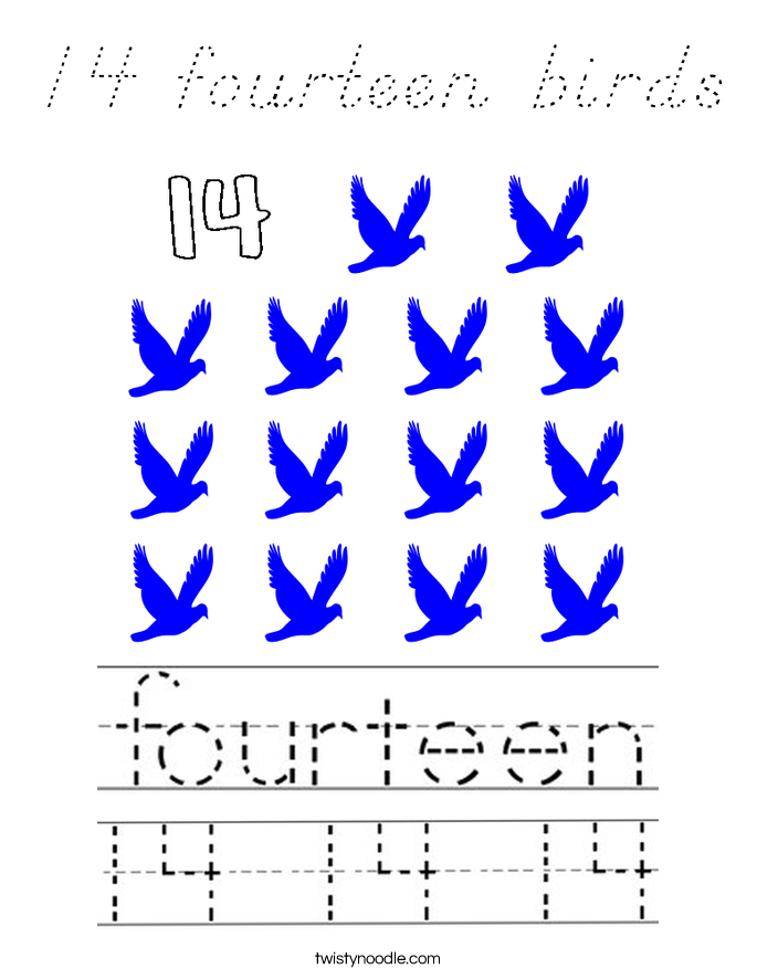 14 fourteen birds Coloring Page