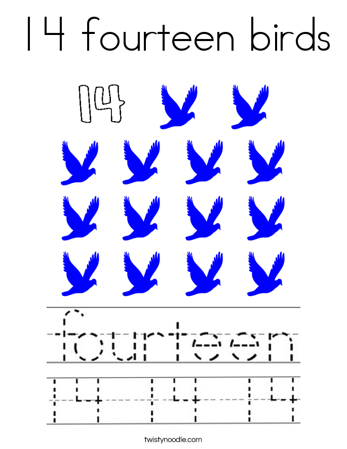 14 fourteen birds Coloring Page