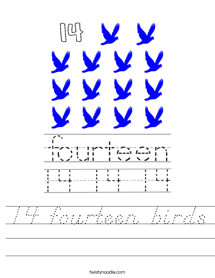 14 fourteen birds Worksheet