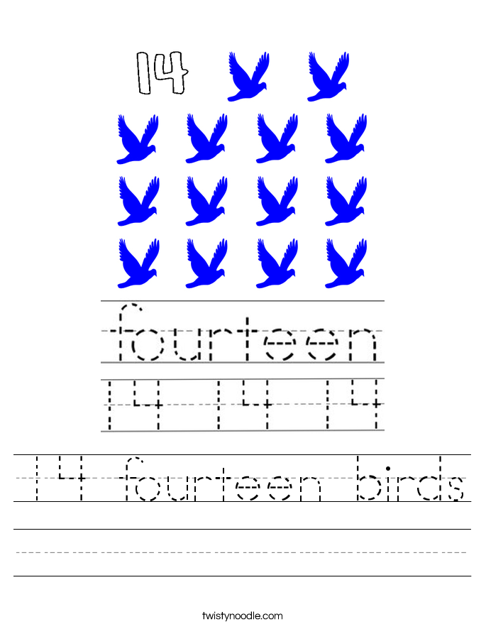 14 fourteen birds Worksheet