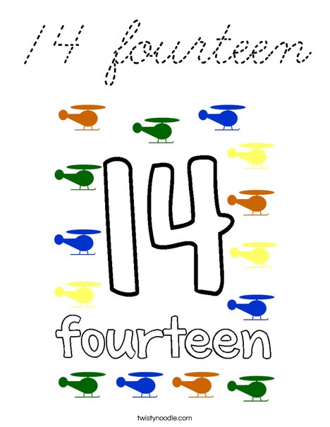 14 fourteen Coloring Page