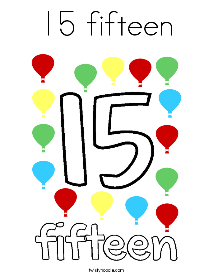 15 fifteen Coloring Page