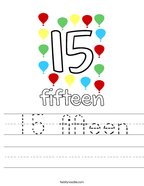 15 fifteen Handwriting Sheet