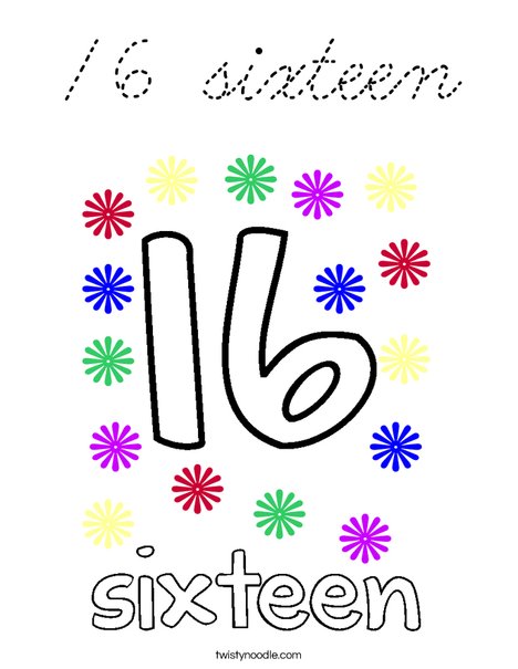 16 sixteen Coloring Page