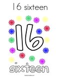 16 sixteen Coloring Page