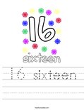 16 sixteen Worksheet