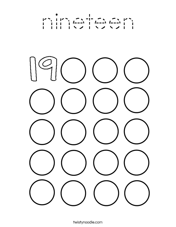 nineteen Coloring Page