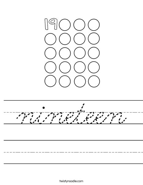 19 Circles Worksheet