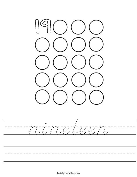 19 Circles Worksheet