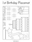 1st Birthday Placemat Coloring Page