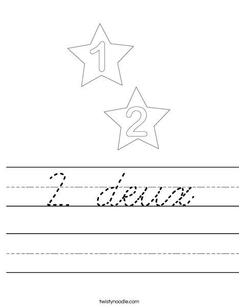 2 deux Worksheet - Cursive - Twisty Noodle