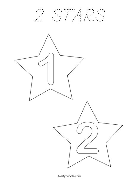 2 STARS Coloring Page - D'Nealian - Twisty Noodle