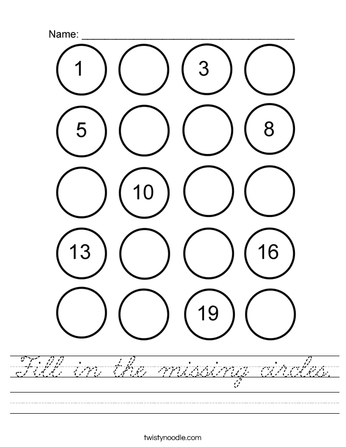 Fill in the missing circles. Worksheet