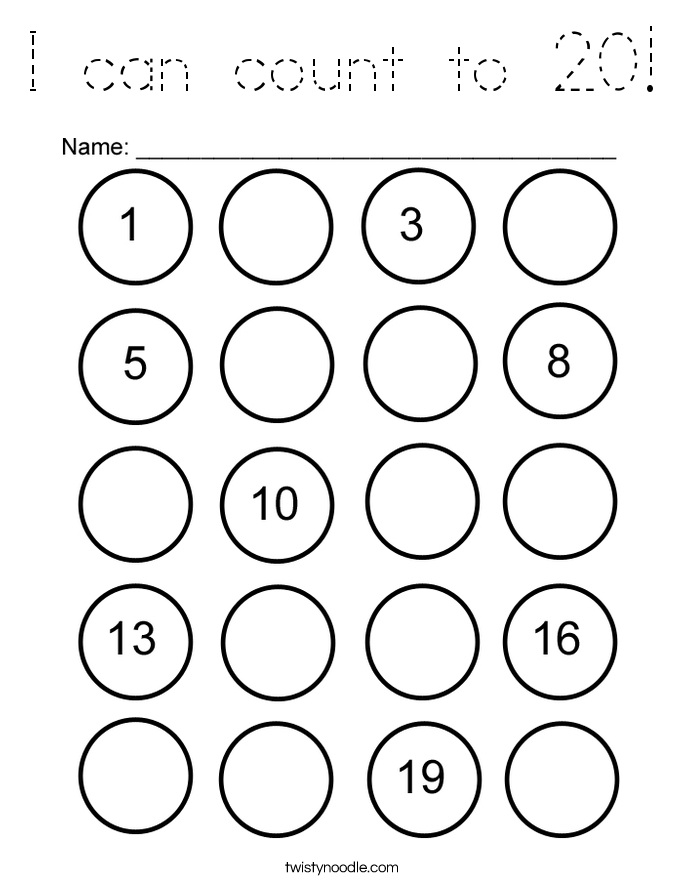 I can count to 20! Coloring Page