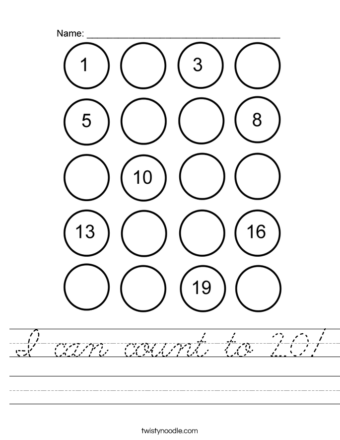I can count to 20! Worksheet