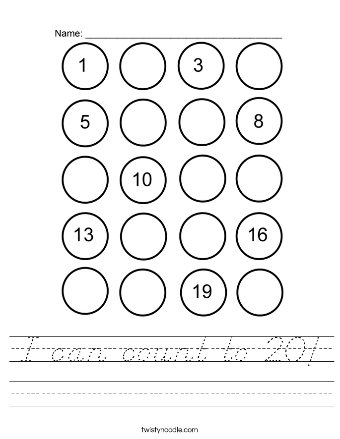 I can count to 20! Worksheet