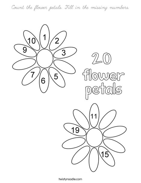 20 flower petals Coloring Page
