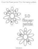 Count the flower petals Fill in the missing numbers Coloring Page