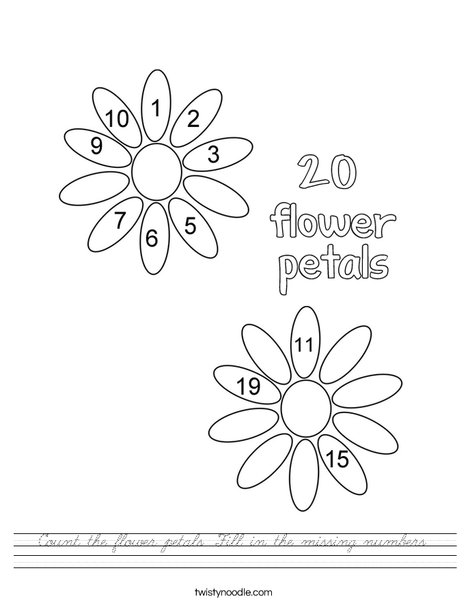 20 flower petals Worksheet