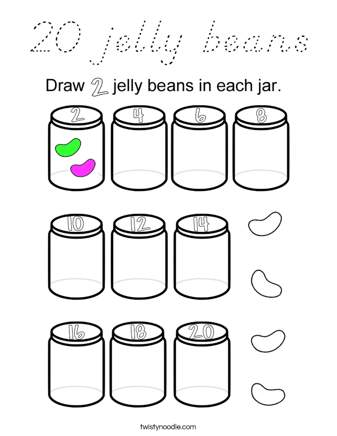 20 jelly beans Coloring Page