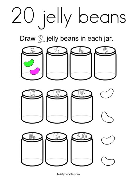 20 jelly beans Coloring Page