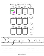 20 jelly beans Handwriting Sheet