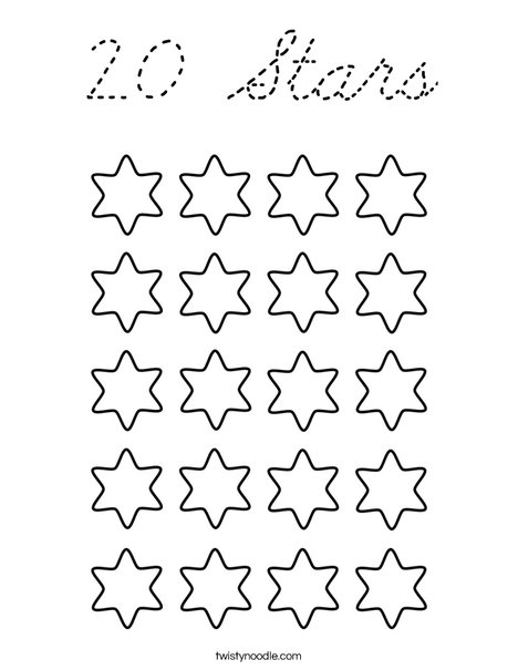 20 Stars Coloring Page