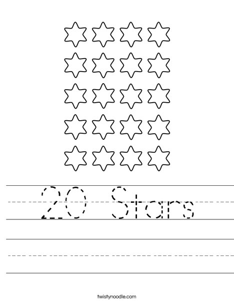 20 Stars Worksheet - Twisty Noodle