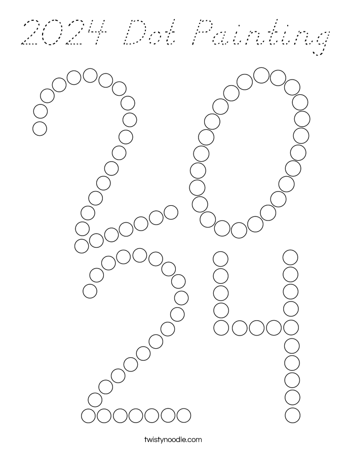 2024 Dot Painting Coloring Page D Nealian Twisty Noodle   2024 Dot Painting 3 Coloring Page Dnoutline 