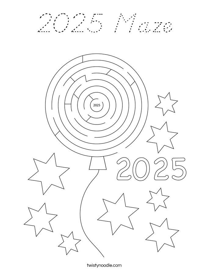 2025 Maze Coloring Page