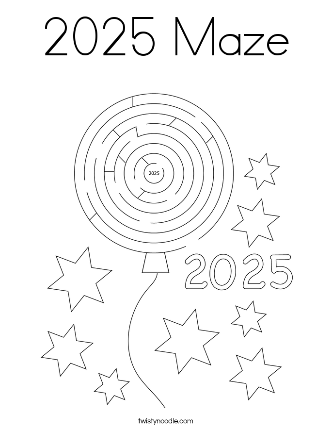 2025 Maze Coloring Page