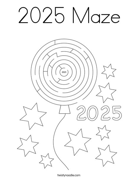 2025 Maze Coloring Page