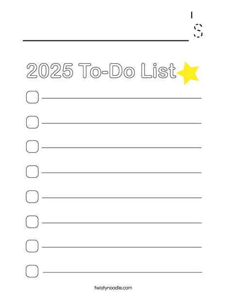 2025 To-Do List Coloring Page